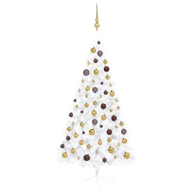 Medio árbol de Navidad con luces y bolas blanco 150 cm by , Christmas trees - Ref: Foro24-3077483, Price: 57,73 €, Discount: %