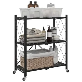 Estantería de almacenaje con ruedas de acero negro 71x34x88 cm von , Lastenstapler - Ref: Foro24-4012385, Preis: 56,51 €, Rab...