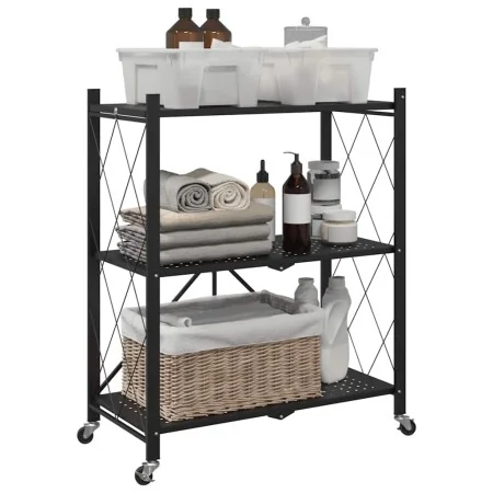 Estantería de almacenaje con ruedas de acero negro 71x34x88 cm de , Carretillas de carga - Ref: Foro24-4012385, Precio: 56,08...