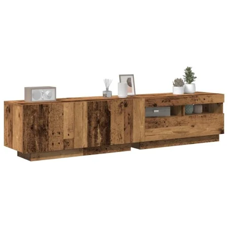 Mueble TV luces LED madera ingeniería envejecida 180x35x40 cm de , Muebles TV - Ref: Foro24-3329163, Precio: 142,97 €, Descue...