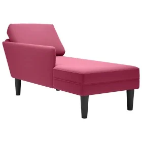 Tumbona con almohada y reposabrazo derecho terciopelo rojo vino by , Daybeds - Ref: Foro24-4009811, Price: 113,50 €, Discount: %