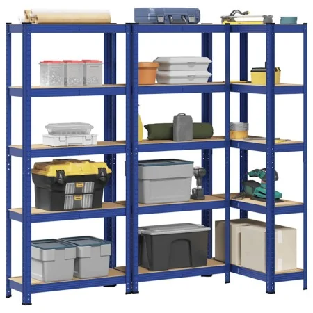 Estanterías de 5 baldas 3 uds madera contrachapada y acero azul von , Industrieregale - Ref: Foro24-4016941, Preis: 98,66 €, ...