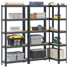 Estante almacenaje 5 niveles 3 uds acero y madera contrachapada by , Industrial shelving - Ref: Foro24-4016943, Price: 100,25...