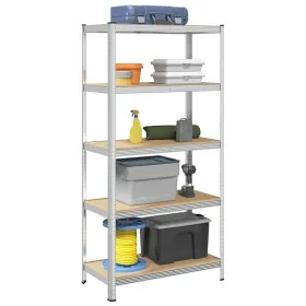 Estantería almacenaje 5 niveles contrachapada y acero plata by , Industrial shelving - Ref: Foro24-4016960, Price: 60,75 €, D...