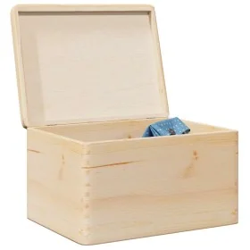 Caja de madera con tapa madera maciza de pino 40x30x23 cm by , Storage baskets - Ref: Foro24-4017390, Price: 62,61 €, Discoun...