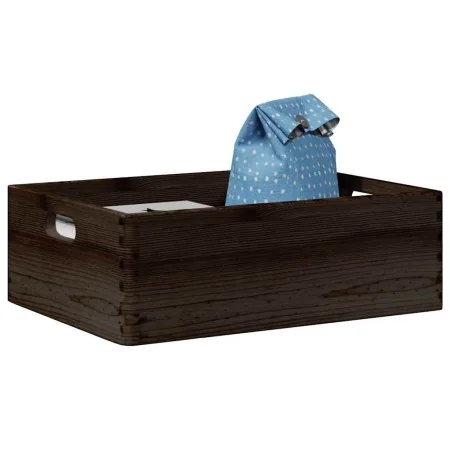 Caja de madera con asas madera maciza pino negra 40x30x13 cm by , Storage baskets - Ref: Foro24-4017399, Price: 30,30 €, Disc...