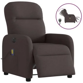 Sillón reclinable de masaje eléctrico tela marrón oscuro by , Armchairs - Ref: Foro24-3302967, Price: 248,11 €, Discount: %