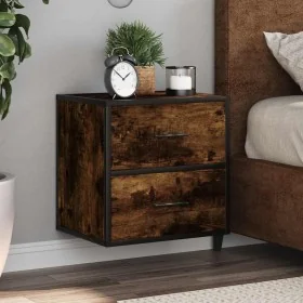 Mesitas de noche pared 2 uds color roble ahumado 40x31x39,5 cm by , Nightstands - Ref: Foro24-848729, Price: 77,95 €, Discoun...