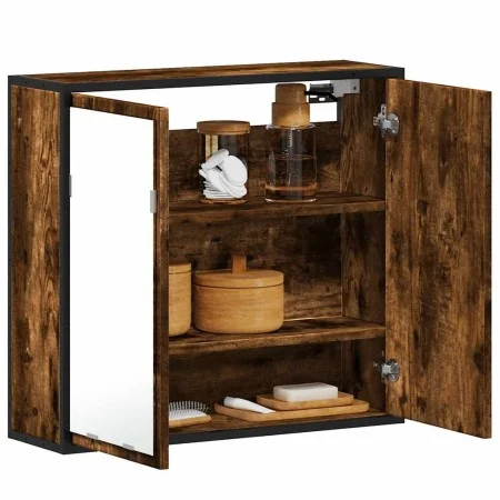 Armario con espejo baño madera roble ahumado 65x20x60 cm de , Tocadores de baño - Ref: Foro24-849256, Precio: 81,86 €, Descue...