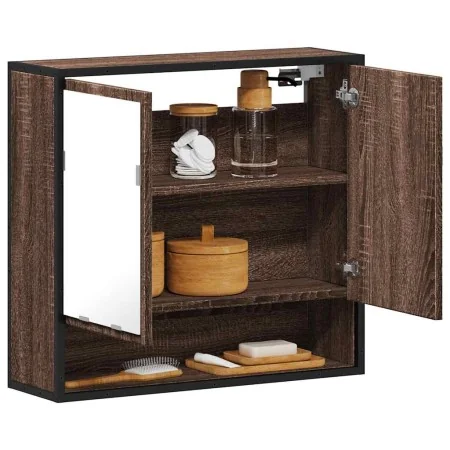 Armario con espejo baño madera marrón roble 65x20x60 cm de , Tocadores de baño - Ref: Foro24-849263, Precio: 79,52 €, Descuen...