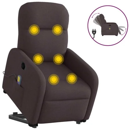 Sillón masaje eléctrico reclinable elevable tela marrón oscuro by , Armchairs - Ref: Foro24-3303007, Price: 331,81 €, Discoun...