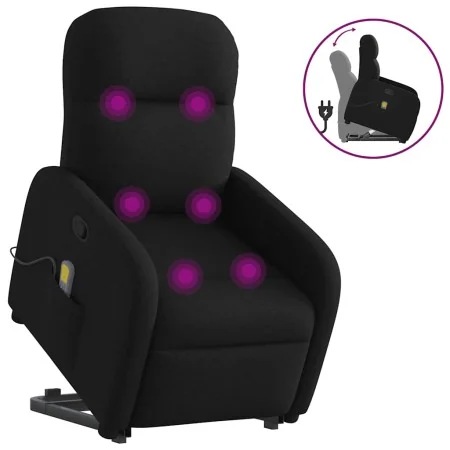 Sillón reclinable de masaje elevable tela negro by , Armchairs - Ref: Foro24-3302984, Price: 270,18 €, Discount: %
