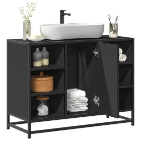 Armario de lavabo de baño madera ingeniería negro 80x33x60 cm by , Bathroom furniture - Ref: Foro24-849289, Price: 79,39 €, D...
