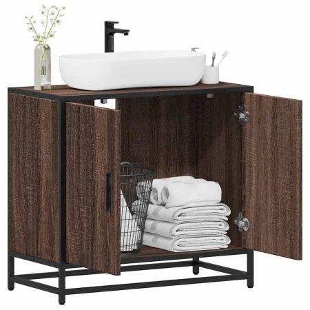 Mueble de lavabo madera de ingeniería roble marrón 65x33x60 cm by , Bathroom furniture - Ref: Foro24-849268, Price: 60,34 €, ...