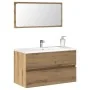 Mueble de baño con espejo de madera ingeniería roble artesanal de , Muebles de baño - Ref: Foro24-856378, Precio: 87,50 €, De...