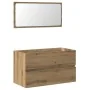 Mueble de baño con espejo de madera ingeniería roble artesanal de , Muebles de baño - Ref: Foro24-856378, Precio: 87,50 €, De...