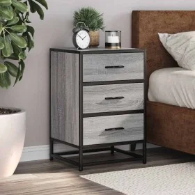 Mesita noche madera ingeniería gris sonoma 40x34,5x60 cm metal by , Nightstands - Ref: Foro24-848722, Price: 62,23 €, Discoun...