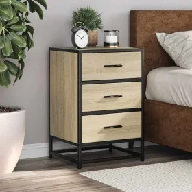 Mesita noche madera ingeniería roble sonoma 40x34,5x60cm metal by , Nightstands - Ref: Foro24-848720, Price: 60,62 €, Discoun...