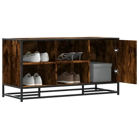 Banco zapatero madera de ingeniería roble ahumado 100x40x53,5cm by , Benches for halls and storage - Ref: Foro24-849216, Pric...