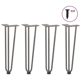 Patas mesa tipo horquilla 4 uds acero macizo acero natural 42cm by , Table legs - Ref: Foro24-4012443, Price: 51,73 €, Discou...