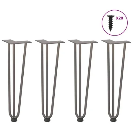 Patas mesa tipo horquilla 4 uds acero macizo acero natural 42cm by , Table legs - Ref: Foro24-4012443, Price: 51,70 €, Discou...