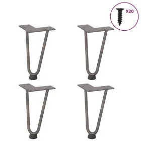 Patas mesa tipo horquilla 4 uds acero macizo acero natural 20cm von , Tischbeine - Ref: Foro24-4012415, Preis: 31,70 €, Rabat...