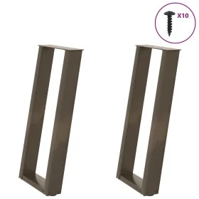 Patas mesa consola forma U 2 uds acero natural 28x(72-73) cm by , Table legs - Ref: Foro24-4012779, Price: 67,28 €, Discount: %