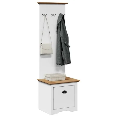 Mueble de entrada con ganchos BODO blanco y marrón 50x40x157 cm by , Benches for halls and storage - Ref: Foro24-4016873, Pri...