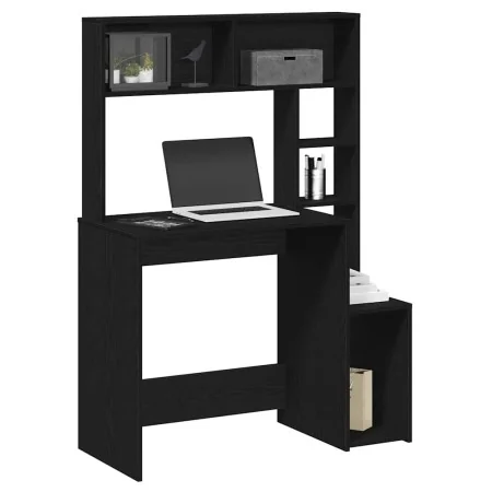 Escritorio con estantes madera contrachapada negro 100x45x140cm de , Escritorios - Ref: Foro24-860437, Precio: 103,14 €, Desc...