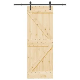 Puerta corredera con herrajes madera maciza de pino 70x210 cm de , Puertas - Ref: Foro24-3332640, Precio: 180,42 €, Descuento: %