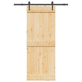 Puerta corredera con herrajes madera maciza de pino 80x210 cm by , Doors - Ref: Foro24-3332689, Price: 173,64 €, Discount: %