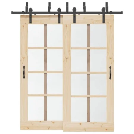 Kit de herrajes para puertas correderas acero negro 200 cm by , Door items - Ref: Foro24-3295722, Price: 132,85 €, Discount: %