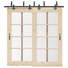 Kit de herrajes para puertas correderas acero negro 213,5 cm by , Door items - Ref: Foro24-3295736, Price: 162,79 €, Discount: %