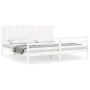 White solid wood bed frame with headboard 200x200 cm by vidaXL, Beds and slatted bases - Ref: Foro24-3194787, Price: 189,80 €...