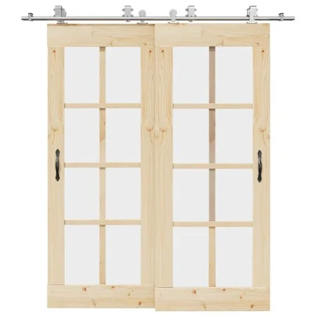 Kit de herrajes para puerta corredera 200 cm acero plateado de , Artículos para puertas - Ref: Foro24-3295760, Precio: 222,39...