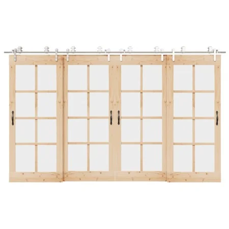 Kit de herrajes para puerta corredera 366 cm acero plateado de , Artículos para puertas - Ref: Foro24-3295769, Precio: 528,95...