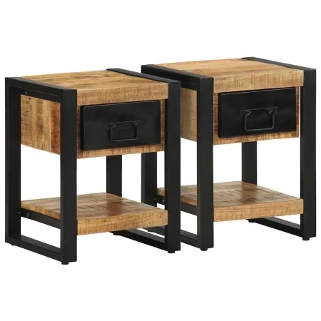 Mesitas de noche 2 piezas madera maciza rugosa mango de , Mesitas de noche - Ref: Foro24-4013568, Precio: 194,85 €, Descuento: %