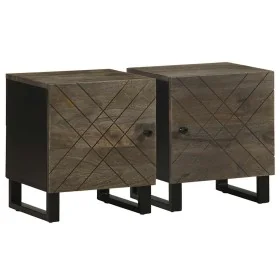 Mesitas de noche 2 uds madera maciza de mango negro 40x33x46 cm by , Nightstands - Ref: Foro24-4017681, Price: 106,55 €, Disc...