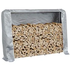 Leñero con protector de lluvia 200x25x150 cm acero galvanizado by , Firewood bags and holders - Ref: Foro24-4100710, Price: 3...