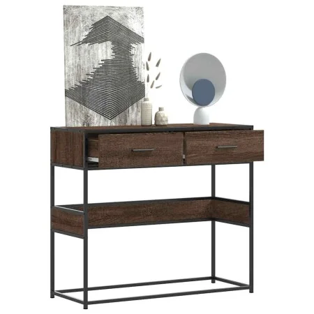 Mesa consola madera de ingeniería marrón roble 90x35x80 cm de , Mesas auxiliares - Ref: Foro24-849178, Precio: 73,54 €, Descu...