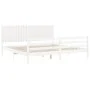 White solid wood bed frame with headboard 200x200 cm by vidaXL, Beds and slatted bases - Ref: Foro24-3194787, Price: 189,80 €...