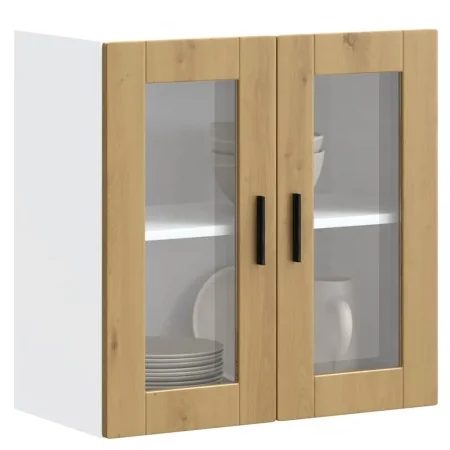 Armario pared para cocina puerta cristal Porto roble artesanal de , Armarios de cocina - Ref: Foro24-854156, Precio: 66,33 €,...