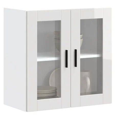 Armario pared para cocina puerta cristal Porto blanco brillante by , Kitchen cabinets - Ref: Foro24-854149, Price: 76,44 €, D...