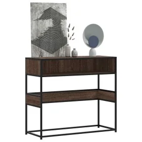 Mesa consola madera de ingeniería marrón roble 90x35x80 cm by , Side tables - Ref: Foro24-849173, Price: 73,11 €, Discount: %