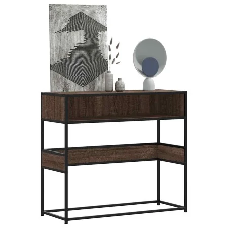 Mesa consola madera de ingeniería marrón roble 90x35x80 cm by , Side tables - Ref: Foro24-849173, Price: 73,11 €, Discount: %