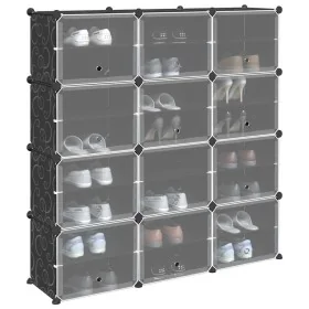 Estantería de cubos con 12 compartimentos y puertas PP negro by , Shoe racks and shoe organizers - Ref: Foro24-4019580, Price...
