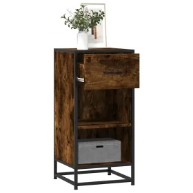 Aparador madera ingeniería y metal roble ahumado 35,5x35x76 cm by , Sideboards - Ref: Foro24-848956, Price: 61,66 €, Discount: %