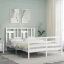 White solid wood bed frame with headboard 140x200 cm by vidaXL, Beds and slatted bases - Ref: Foro24-3194962, Price: 138,35 €...
