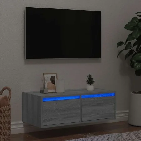 Mueble de TV con luces LED sonoma gris 75x35,5x25 cm by , TV Furniture - Ref: Foro24-860234, Price: 71,58 €, Discount: %