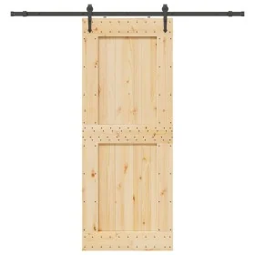 Puerta corredera con herrajes madera maciza de pino 90x210 cm by , Doors - Ref: Foro24-3332745, Price: 222,13 €, Discount: %